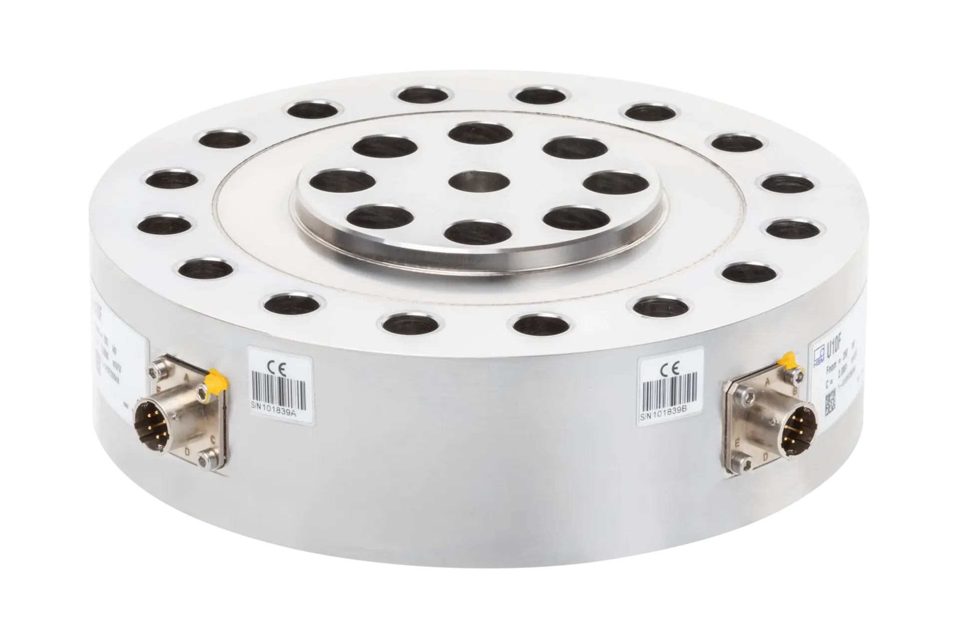 HBK U10F — низькопрофільний фланцевий тензодатчик 50 kN…1.25 MN, корпус із нержавіючої сталі