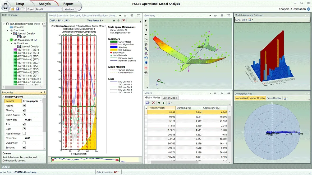 BK Connect OMA 8760-8762 — інтерфейс аналізу модальних форм у реальних умовах